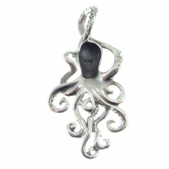 Solid 925 Sterling Silver Octopus w/ Tentacles Sea Kraken Slide Pendant for Men - Picture 9 of 9